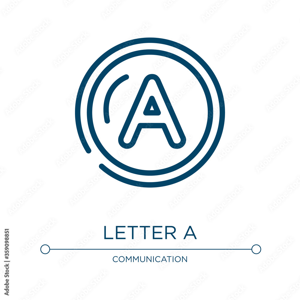 Letter a icon. Linear vector illustration from email collection. Outline letter a icon vector. Thin line symbol for use on web and mobile apps, logo, print media. Letter a icon. Linear vector illustration from email collection. Outline letter a icon vector. Thin line symbol for use on web and mobile apps, logo, print media.