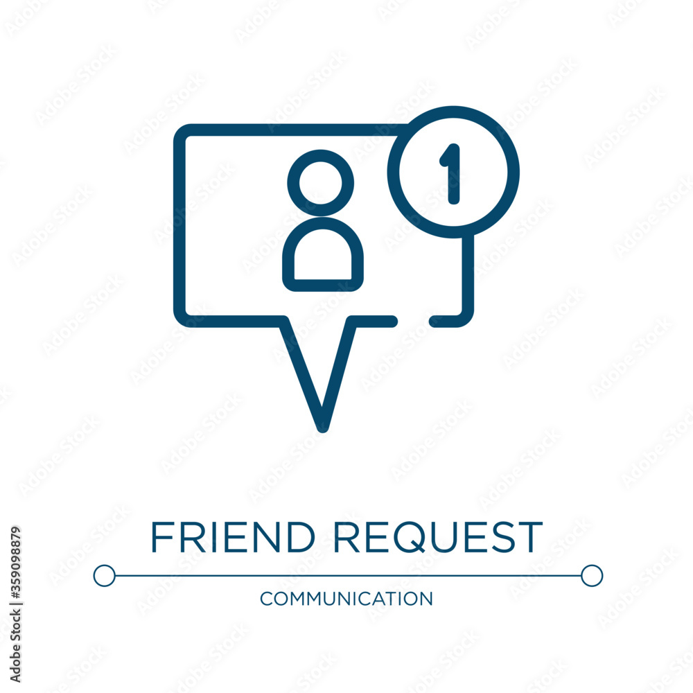 Friend request icon. Linear vector illustration from notification collection. Outline friend request icon vector. Thin line symbol for use on web and mobile apps, logo, print media. Friend request icon. Linear vector illustration from notification collection. Outline friend request icon vector. Thin line symbol for use on web and mobile apps, logo, print media.