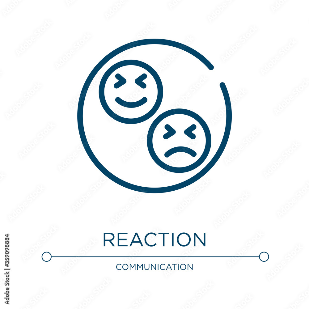 Obraz premium Reaction icon. Linear vector illustration from notification collection. Outline reaction icon vector. Thin line symbol for use on web and mobile apps, logo, print media.