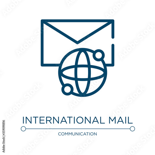 International mail icon. Linear vector illustration from post office collection. Outline international mail icon vector. Thin line symbol for use on web and mobile apps, logo, print media.