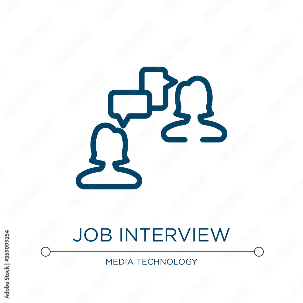 Job interview icon. Linear vector illustration from interview collection. Outline job interview icon vector. Thin line symbol for use on web and mobile apps, logo, print media.