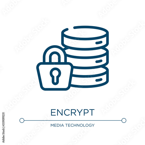 Encrypt icon. Linear vector illustration from data protection collection. Outline encrypt icon vector. Thin line symbol for use on web and mobile apps, logo, print media.