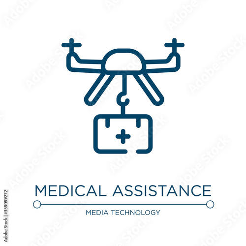 Medical assistance icon. Linear vector illustration from drone collection. Outline medical assistance icon vector. Thin line symbol for use on web and mobile apps, logo, print media.