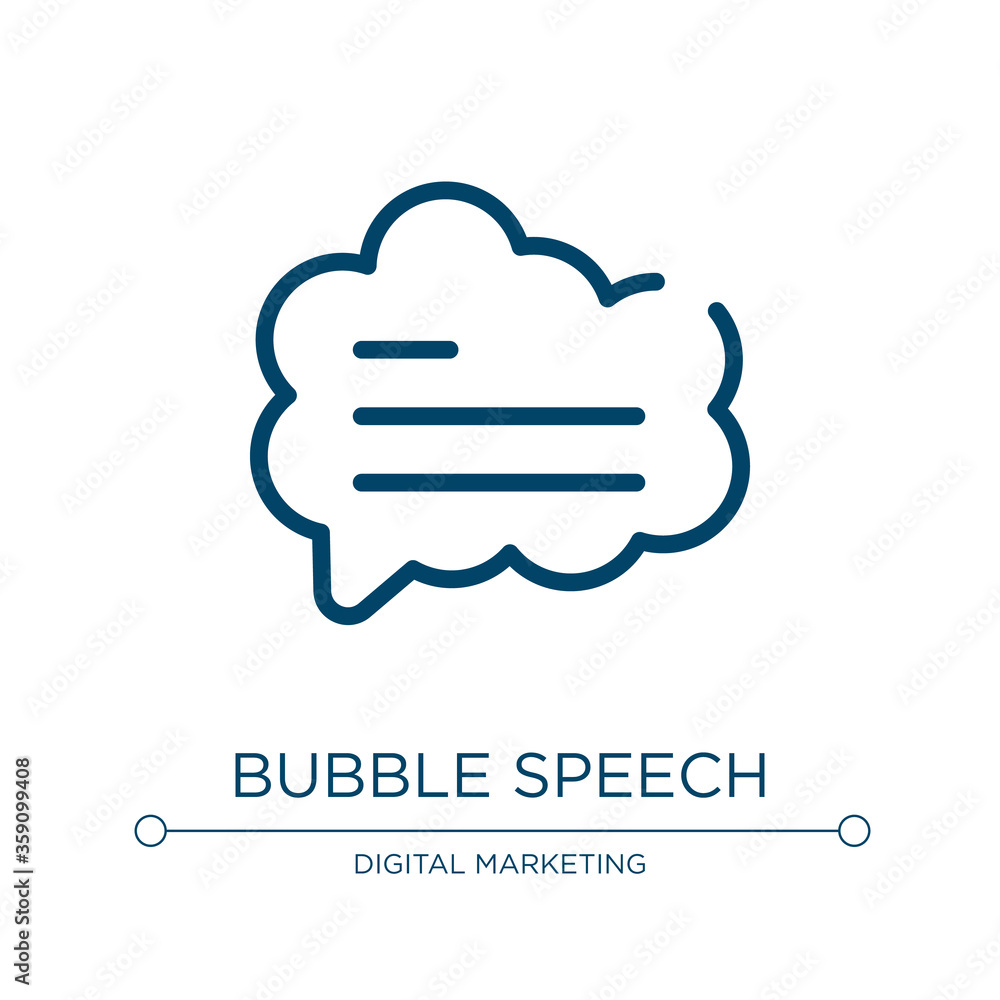 Bubble speech icon. Linear vector illustration from social media collection. Outline bubble speech icon vector. Thin line symbol for use on web and mobile apps, logo, print media. Bubble speech icon. Linear vector illustration from social media collection. Outline bubble speech icon vector. Thin line symbol for use on web and mobile apps, logo, print media.