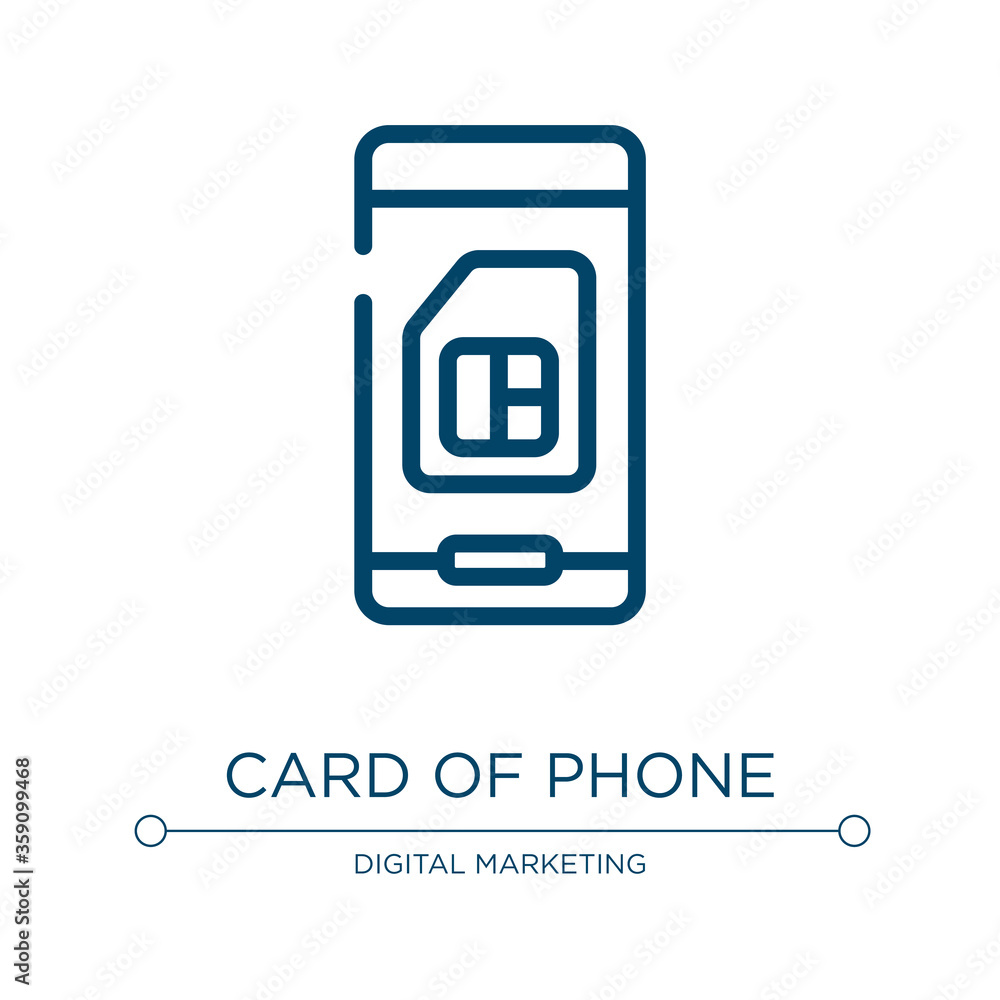 Card of phone icon. Linear vector illustration from mobile phones collection. Outline card of phone icon vector. Thin line symbol for use on web and mobile apps, logo, print media.