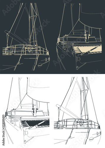 Catamaran outline close up