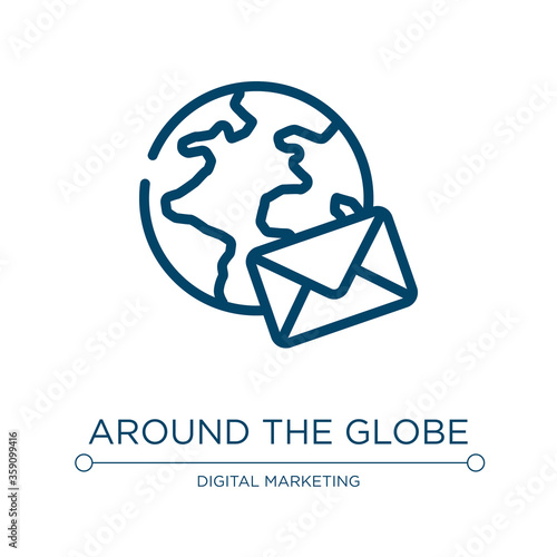 Around the globe icon. Linear vector illustration from email collection. Outline around the globe icon vector. Thin line symbol for use on web and mobile apps, logo, print media.