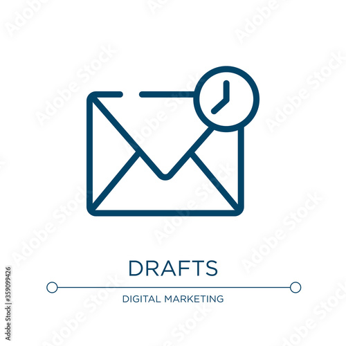 Drafts icon. Linear vector illustration from email collection. Outline drafts icon vector. Thin line symbol for use on web and mobile apps, logo, print media.