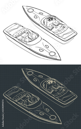 Speed boat isometric drawings
