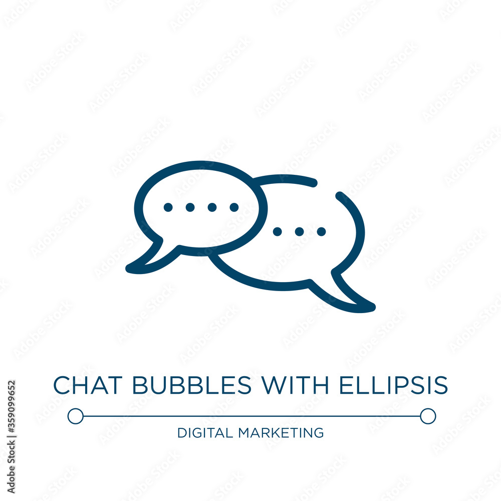 Obraz premium Chat bubbles with ellipsis icon. Linear vector illustration from chatting collection. Outline chat bubbles with ellipsis icon vector. Thin line symbol for use on web and mobile apps, logo, print