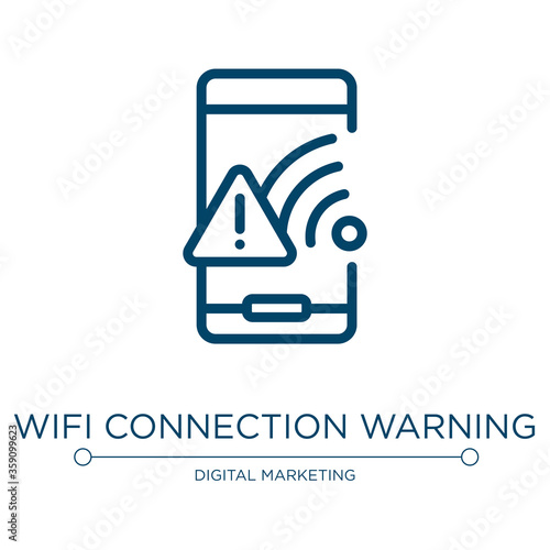 Wifi connection warning symbol icon. Linear vector illustration from phoneset collection. Outline wifi connection warning symbol icon vector. Thin line symbol for use on web and mobile apps, logo,