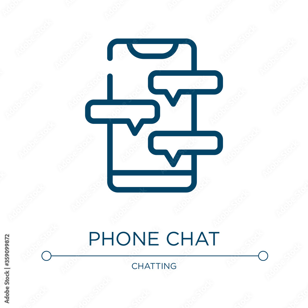 Phone chat icon. Linear vector illustration from smartphones collection. Outline phone chat icon vector. Thin line symbol for use on web and mobile apps, logo, print media. Phone chat icon. Linear vector illustration from smartphones collection. Outline phone chat icon vector. Thin line symbol for use on web and mobile apps, logo, print media.