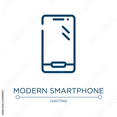 Modern smartphone icon. Linear vector illustration from smartphones collection. Outline modern smartphone icon vector. Thin line symbol for use on web and mobile apps, logo, print media.