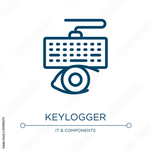 Keylogger icon. Linear vector illustration from cyber crimes collection. Outline keylogger icon vector. Thin line symbol for use on web and mobile apps, logo, print media.