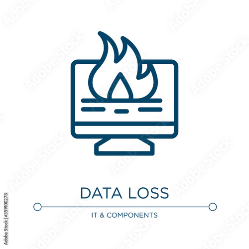 Data loss icon. Linear vector illustration from data organization collection. Outline data loss icon vector. Thin line symbol for use on web and mobile apps, logo, print media.