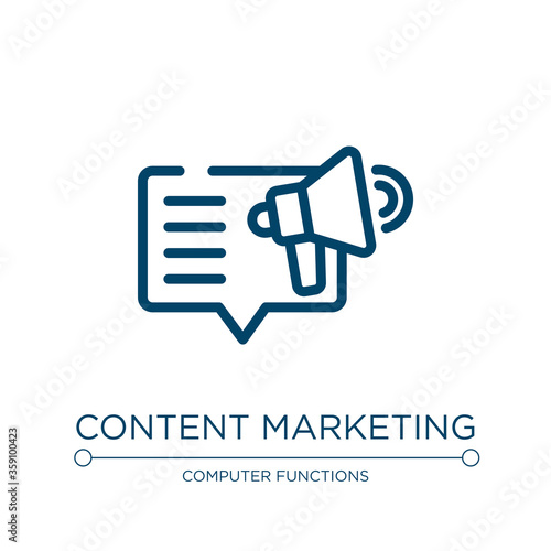 Content marketing icon. Linear vector illustration from seo collection. Outline content marketing icon vector. Thin line symbol for use on web and mobile apps, logo, print media.
