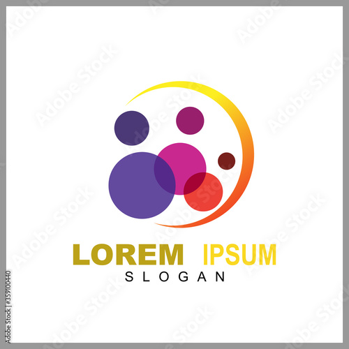 People logo design vector illustration, human care symbol, happy family icon, community foundation