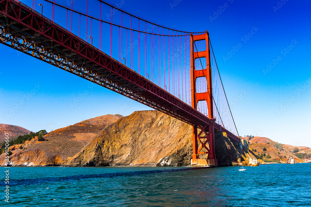 It's Golden Gate Bridge, suspension bridge between San Francisco Bay and the Pacific Ocean, San Francisco, California, United States of America