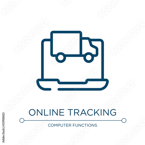 Online tracking icon. Linear vector illustration from digital services collection. Outline online tracking icon vector. Thin line symbol for use on web and mobile apps, logo, print media. © VectorStockDesign