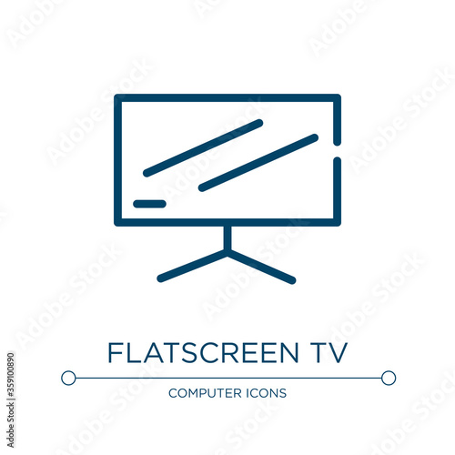 Flatscreen tv icon. Linear vector illustration from computer and media collection. Outline flatscreen tv icon vector. Thin line symbol for use on web and mobile apps, logo, print media.