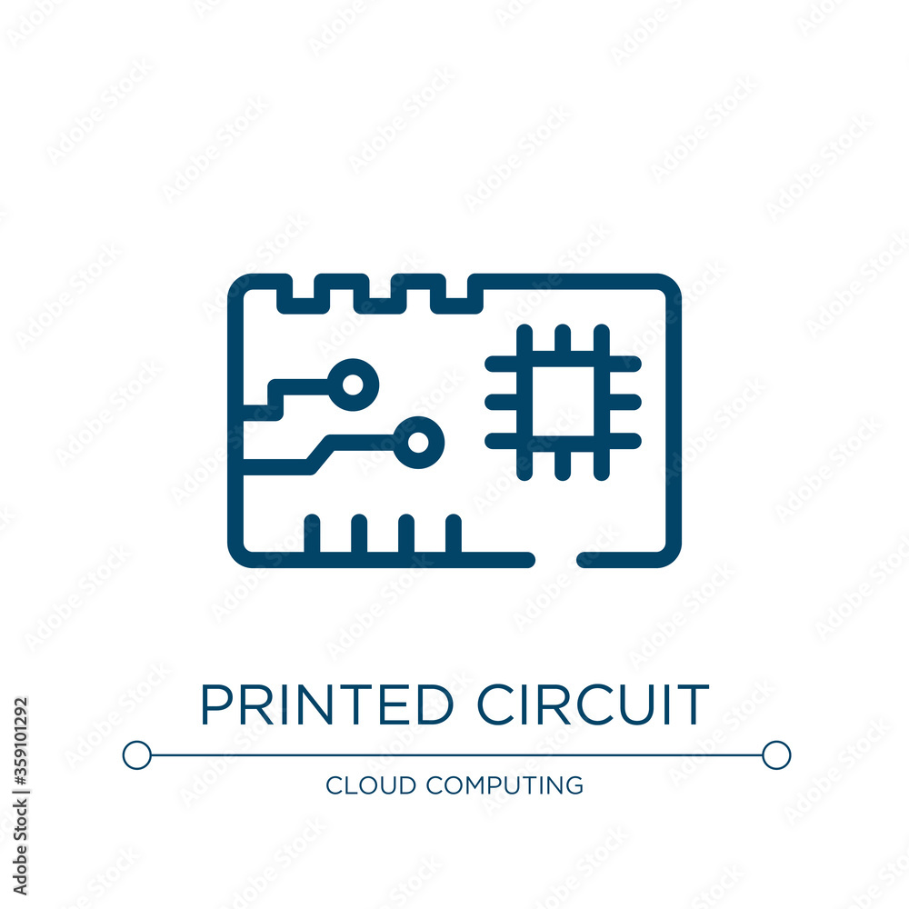 Obraz premium Printed circuit icon. Linear vector illustration from material devices collection. Outline printed circuit icon vector. Thin line symbol for use on web and mobile apps, logo, print media.