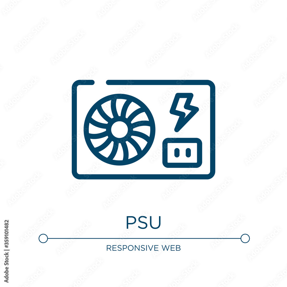 Psu icon. Linear vector illustration from electronic devices fill collection. Outline psu icon vector. Thin line symbol for use on web and mobile apps, logo, print media. Psu icon. Linear vector illustration from electronic devices fill collection. Outline psu icon vector. Thin line symbol for use on web and mobile apps, logo, print media.