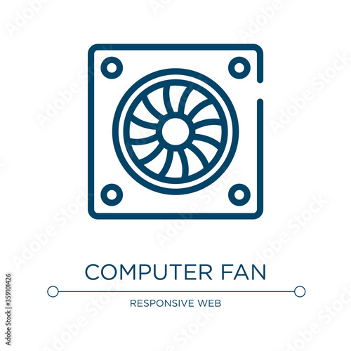 Computer fan icon. Linear vector illustration from hardware computer collection. Outline computer fan icon vector. Thin line symbol for use on web and mobile apps, logo, print media.