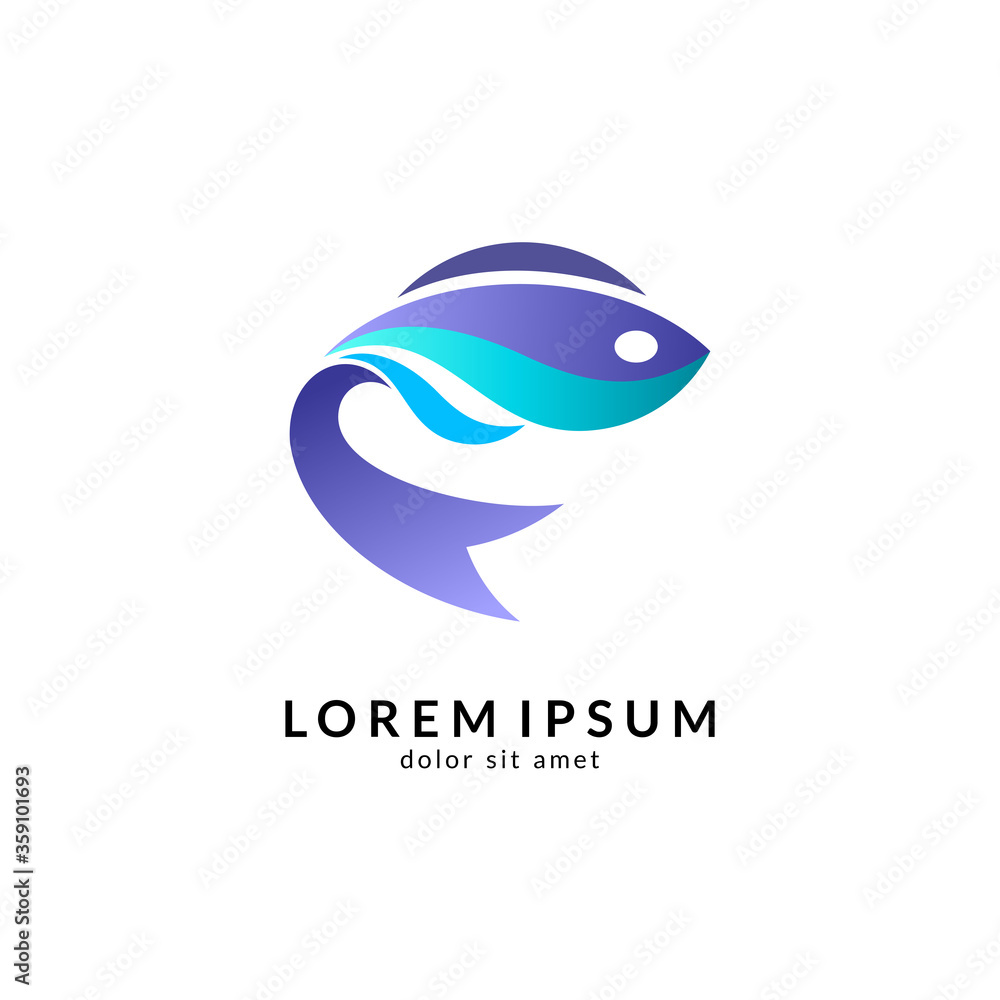 Obraz premium Fish logo vector template, suitable for fishing, restaurant seafood, market shop, business store, aquatic mascot and environment icon