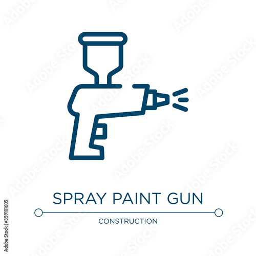 Spray paint gun icon. Linear vector illustration from handcraft collection. Outline spray paint gun icon vector. Thin line symbol for use on web and mobile apps, logo, print media. © VectorStockDesign