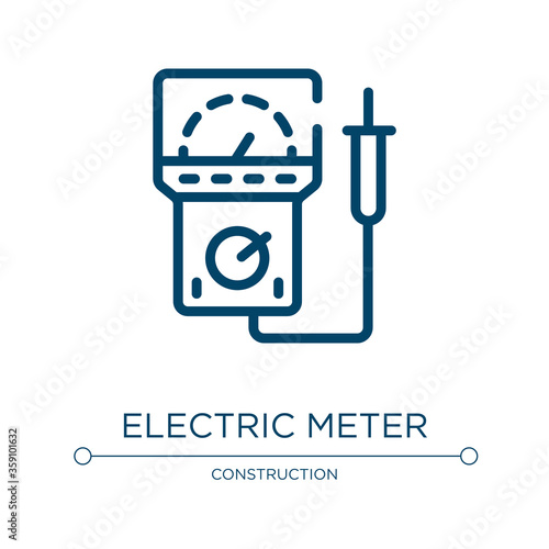 Electric meter icon. Linear vector illustration from electrician tools collection. Outline electric meter icon vector. Thin line symbol for use on web and mobile apps, logo, print media.