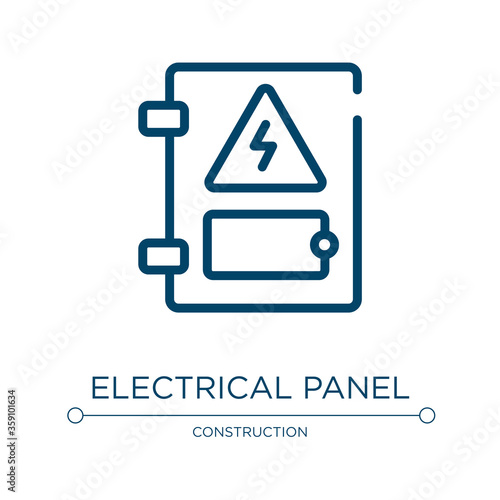 Electrical panel icon. Linear vector illustration from electrician tools collection. Outline electrical panel icon vector. Thin line symbol for use on web and mobile apps, logo, print media.