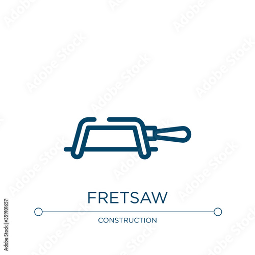 Fretsaw icon. Linear vector illustration from construction collection. Outline fretsaw icon vector. Thin line symbol for use on web and mobile apps, logo, print media.