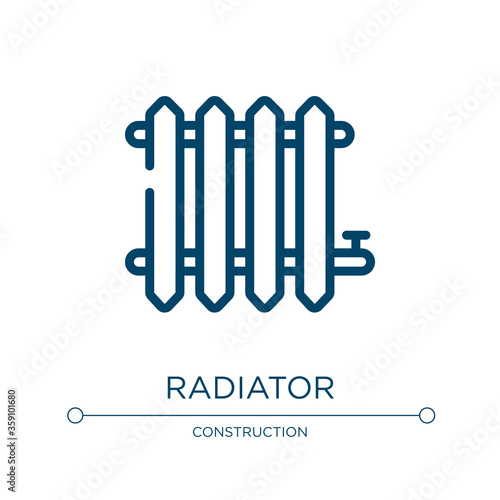 Radiator icon. Linear vector illustration from plumber collection. Outline radiator icon vector. Thin line symbol for use on web and mobile apps, logo, print media.