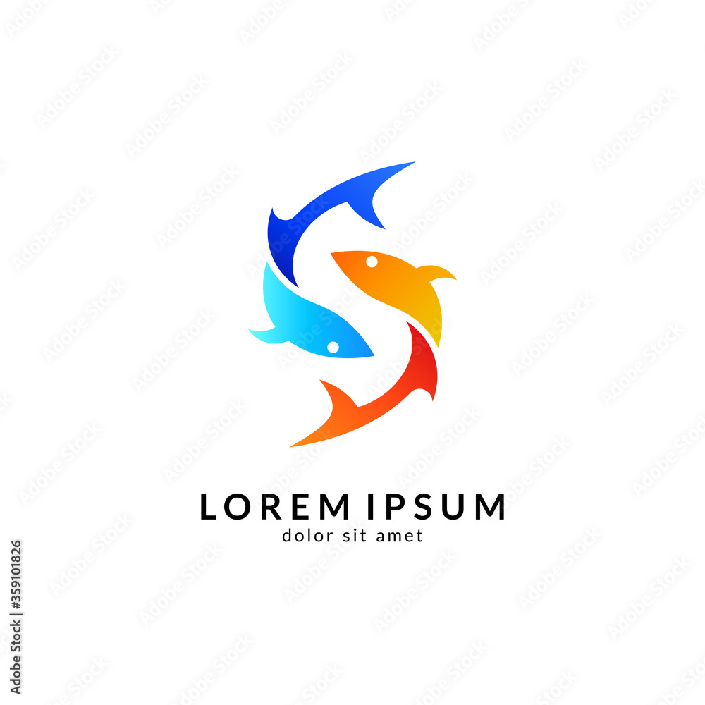 Two fish logo vector template, suitable for fishing, restaurant seafood, market shop, business store, aquatic mascot and environment icon Two fish logo vector template, suitable for fishing, restaurant seafood, market shop, business store, aquatic mascot and environment icon