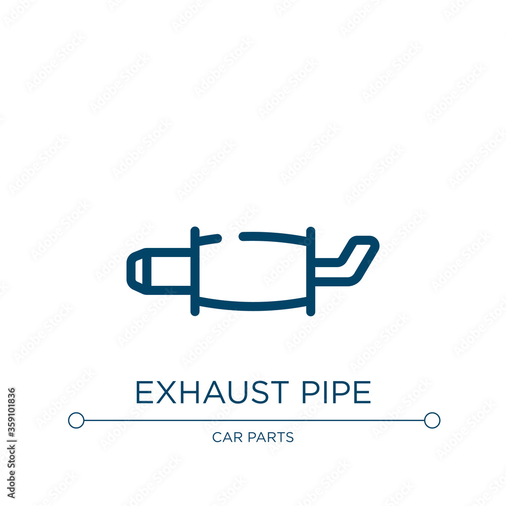 Exhaust pipe icon. Linear vector illustration from car repair collection. Outline exhaust pipe icon vector. Thin line symbol for use on web and mobile apps, logo, print media.