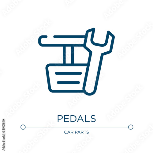 Pedals icon. Linear vector illustration from car repair collection. Outline pedals icon vector. Thin line symbol for use on web and mobile apps, logo, print media.