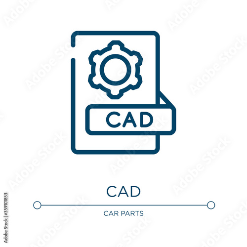 Cad icon. Linear vector illustration from engineering collection. Outline cad icon vector. Thin line symbol for use on web and mobile apps, logo, print media.