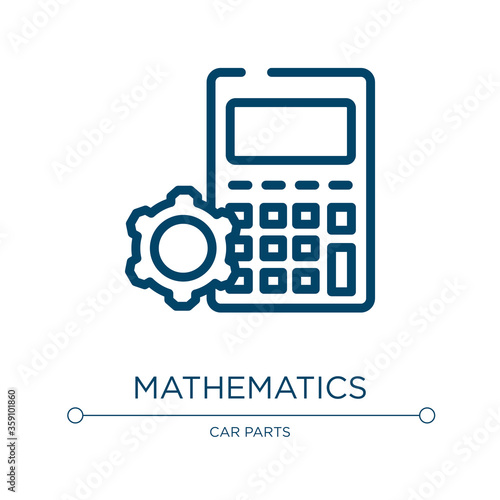 Mathematics icon. Linear vector illustration from engineering collection. Outline mathematics icon vector. Thin line symbol for use on web and mobile apps, logo, print media.