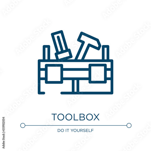 Toolbox icon. Linear vector illustration from do it yourself collection. Outline toolbox icon vector. Thin line symbol for use on web and mobile apps, logo, print media.