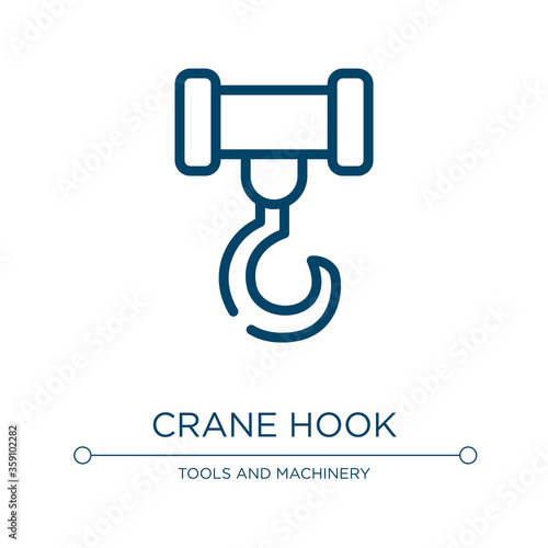 Crane hook icon. Linear vector illustration from tools and machinery collection. Outline crane hook icon vector. Thin line symbol for use on web and mobile apps  logo  print media.