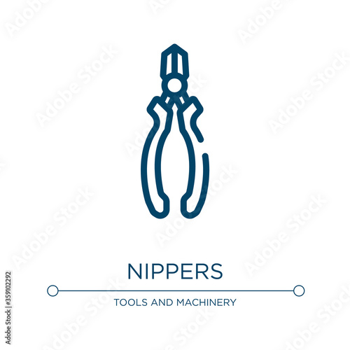 Nippers icon. Linear vector illustration from tools and machinery collection. Outline nippers icon vector. Thin line symbol for use on web and mobile apps, logo, print media.