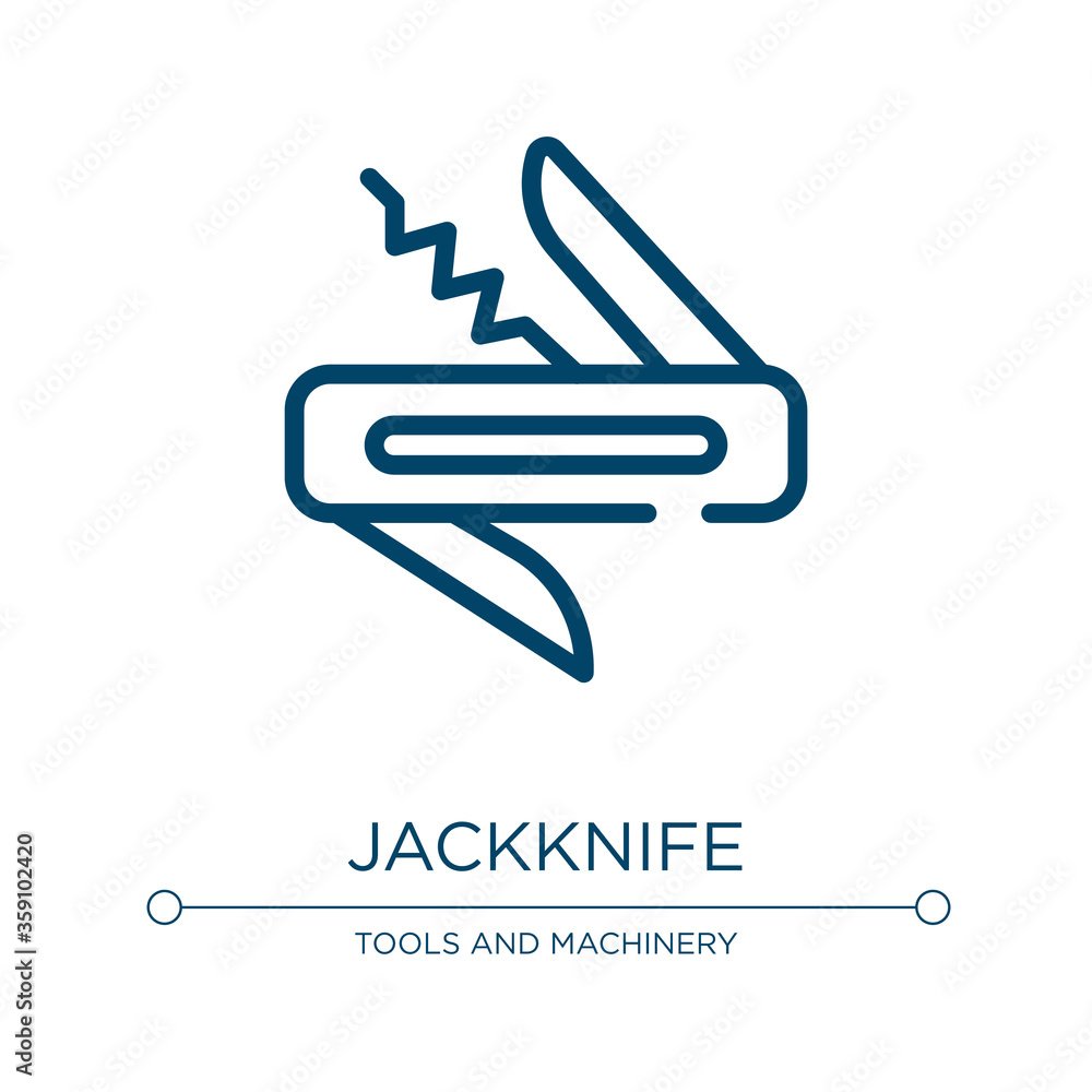 Jackknife icon. Linear vector illustration from construction elements collection. Outline jackknife icon vector. Thin line symbol for use on web and mobile apps, logo, print media.