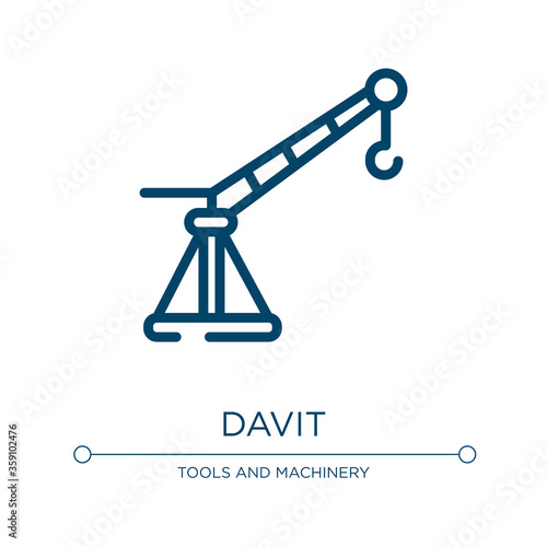 Davit icon. Linear vector illustration from construction machinery collection. Outline davit icon vector. Thin line symbol for use on web and mobile apps, logo, print media. photo