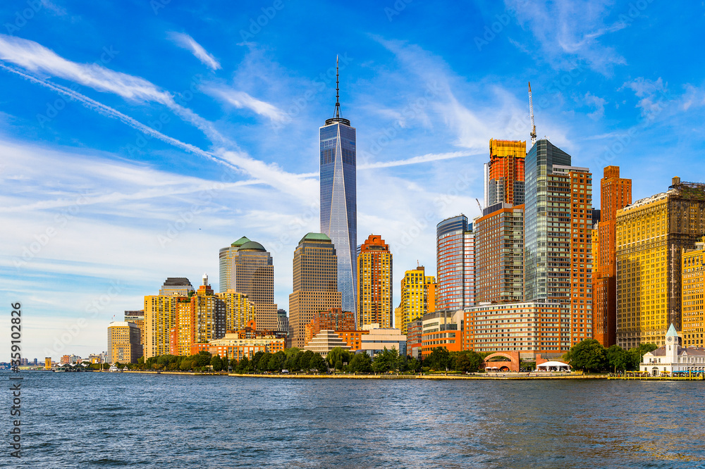 It's Beautiful evening view of the Lower Manhattan, New York City, United States of America