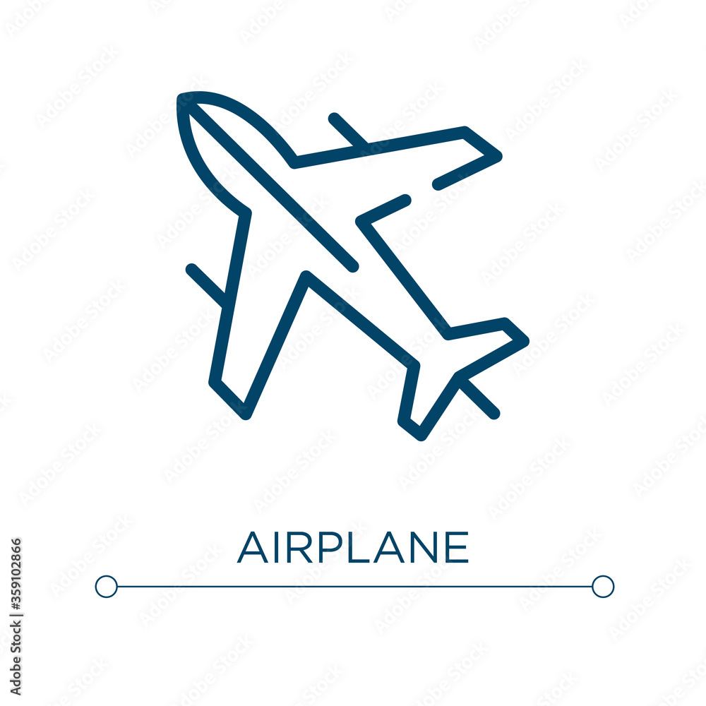 Airplane icon. Linear vector illustration. Outline airplane icon vector. Thin line symbol for use on web and mobile apps, logo, print media.