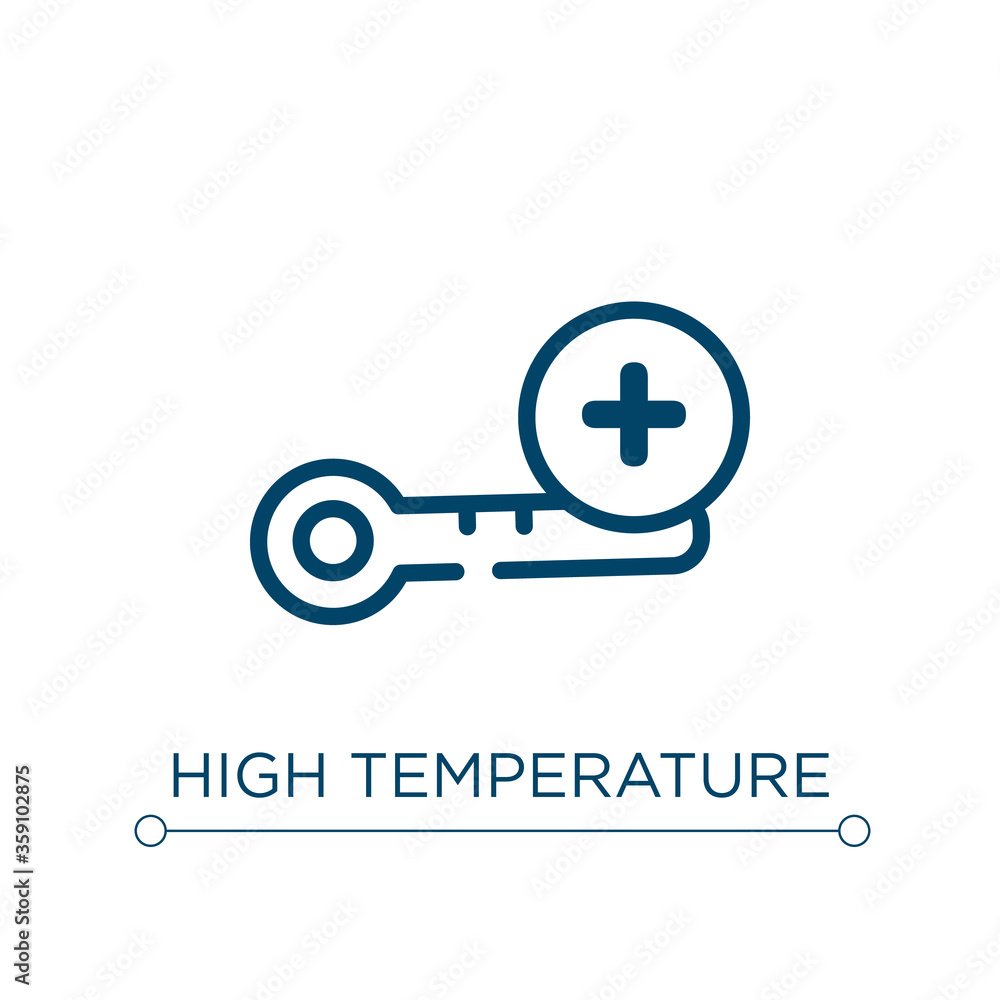 High temperature icon. Linear vector illustration. Outline high temperature icon vector. Thin line symbol for use on web and mobile apps, logo, print media.