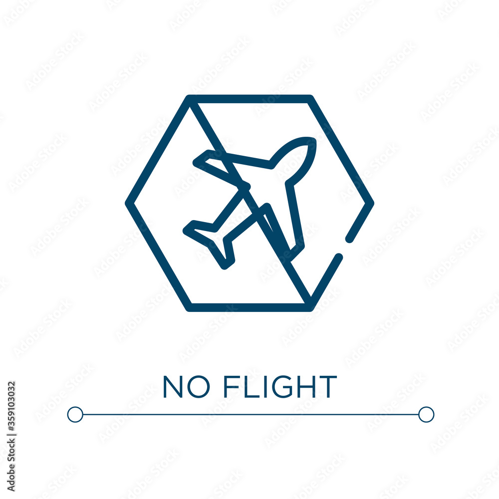 No flight icon. Linear vector illustration. Outline no flight icon vector. Thin line symbol for use on web and mobile apps, logo, print media. No flight icon. Linear vector illustration. Outline no flight icon vector. Thin line symbol for use on web and mobile apps, logo, print media.
