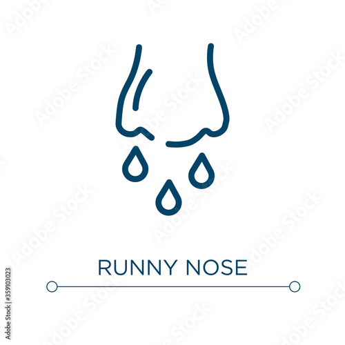 Runny nose icon. Linear vector illustration. Outline runny nose icon vector. Thin line symbol for use on web and mobile apps, logo, print media.