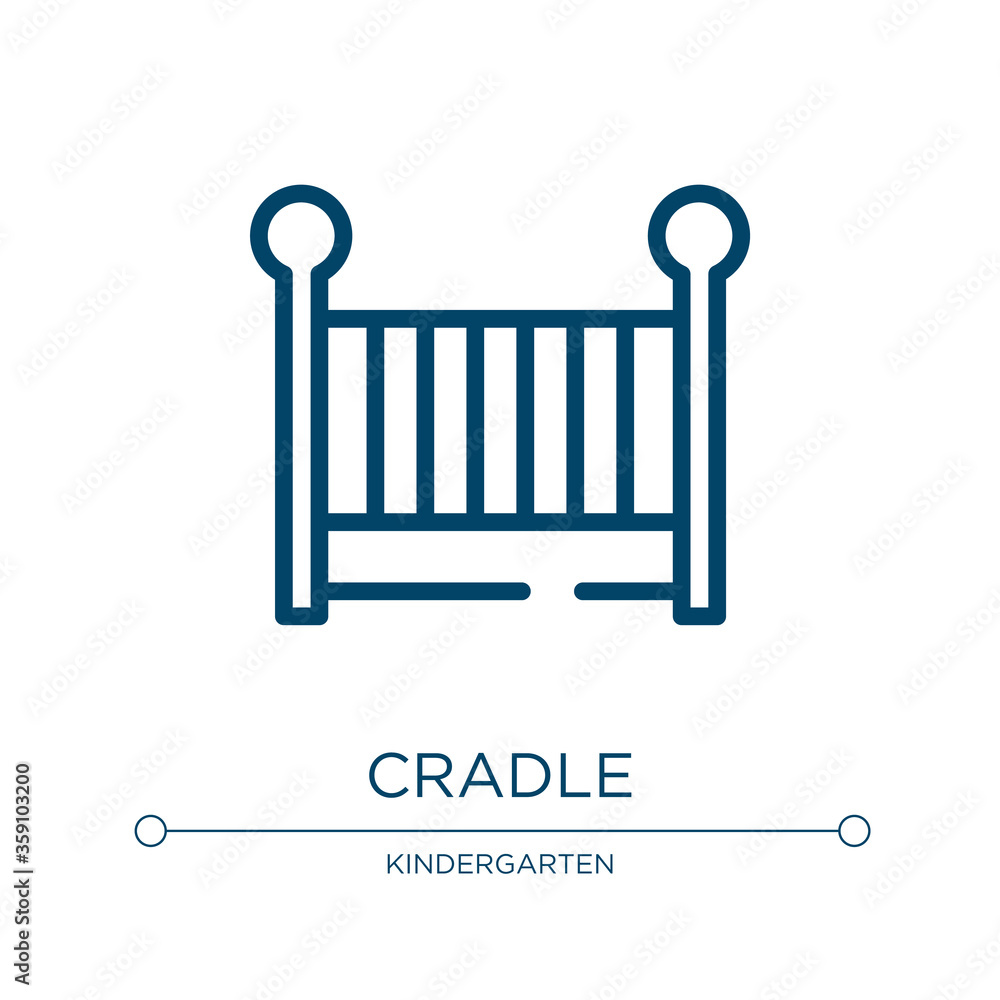 Cradle icon. Linear vector illustration from university collection. Outline cradle icon vector. Thin line symbol for use on web and mobile apps, logo, print media.
