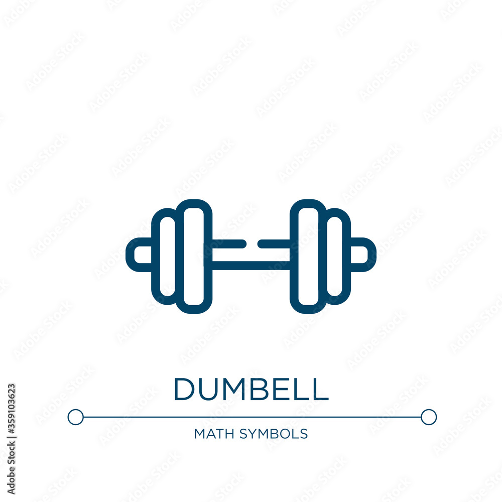 Dumbell icon. Linear vector illustration from healthy life collection. Outline dumbell icon vector. Thin line symbol for use on web and mobile apps, logo, print media. Dumbell icon. Linear vector illustration from healthy life collection. Outline dumbell icon vector. Thin line symbol for use on web and mobile apps, logo, print media.